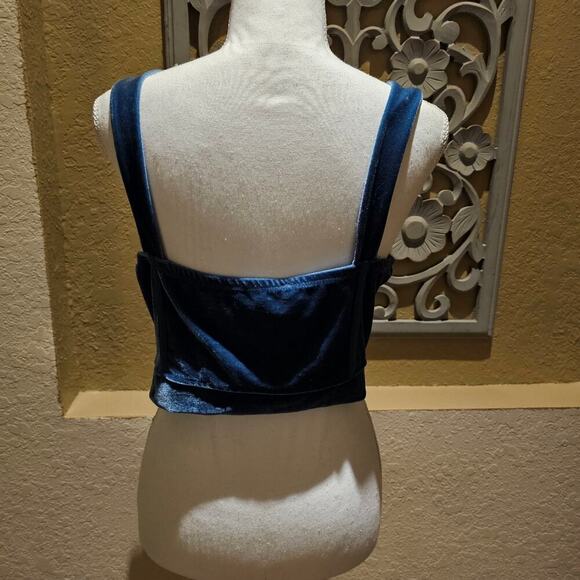 Haute Monde Velvet Corset L Jewel Teal Whimsigoth Gothic Fairy Lace Up Bustier - Picture 10 of 10